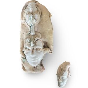 Richard Skelton MCM Artist Original Pottery Wall Hanging Alien Art in Two Pieces